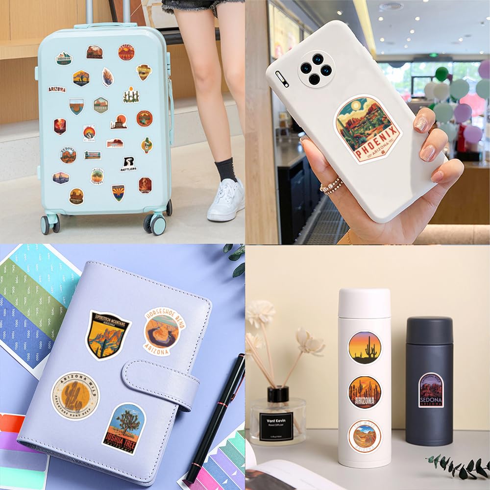 122pcs Arizona Stickers Small for Water Bottle, Laptops, for Luggage - Arizona Gifts and Souvenirs, Party Supplies - Gift for Women & Men