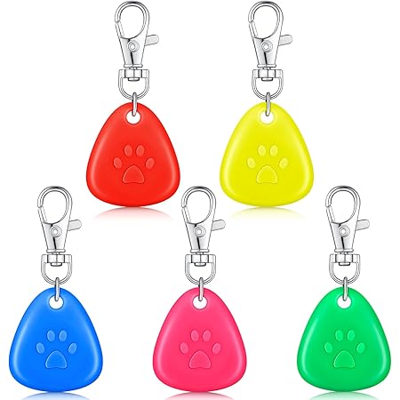 5 Pcs Clip on Dog Collar Silicone LED Dog Collar Dog Tag Light Dog Collar Light Waterproof Safety Night Walking Lights for Camping Dog Cat, Battery Included, 5 Colors (Paw)