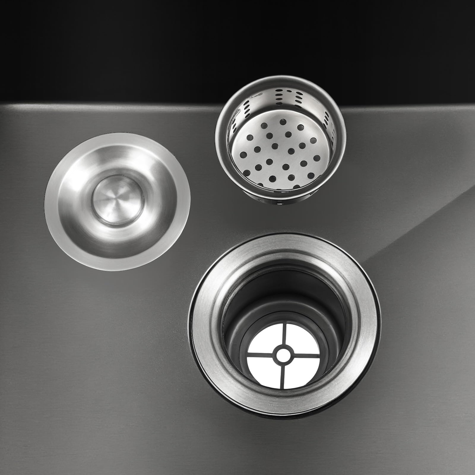 Fregadero de cocina negro, 1 lavabo, fregadero empotrable, rectangular, fregadero de cocina, fregadero pequeño, fregadero de acero inoxidable con escurridor, dispensador de jabón