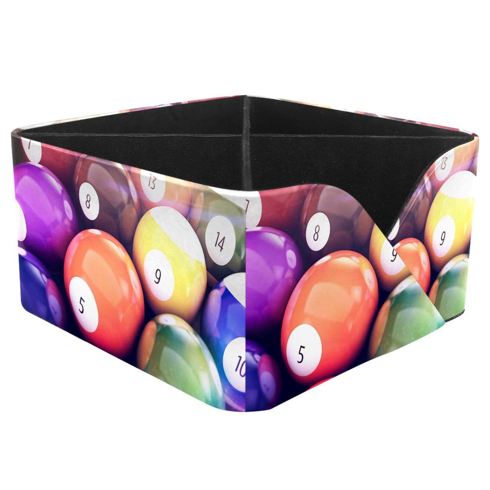 KengjuTesu Billiard Pool Balls Desktop Organizer Pen Holder, Rectangular Pencil Cup for Office, Study and Makeup Stations