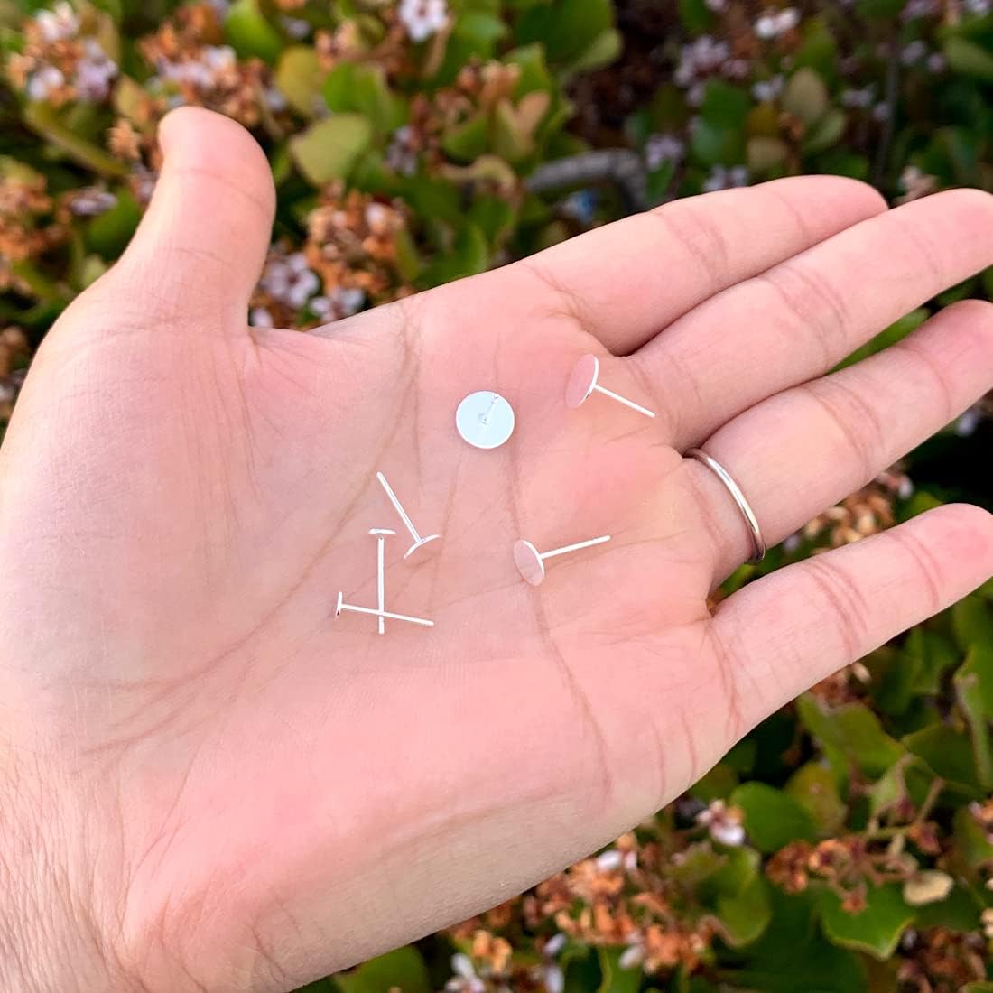 40pcs Adabele Authentic 925 Sterling Silver Earring Posts Findings 0.7mm Pin 3mm 0.12 Inch Small Glue On Flat Pad Disc 40pcs Plastic Earnut Backs for Earrings Making SS66-3