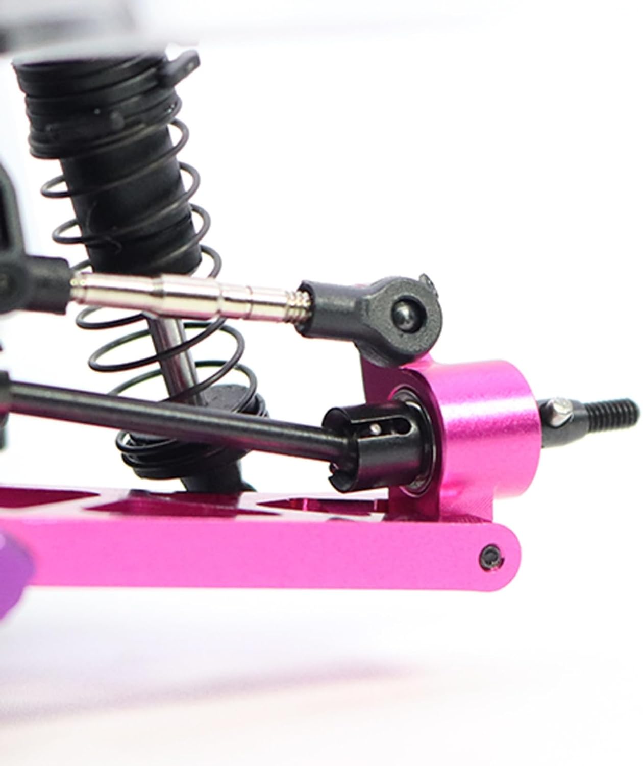 XBERSTAR RC Suspension Arm Kit for Losi Micro-B RC 2WD Buggy RTR RC Aluminum Alloy Front Rear Swing Arms Steering Cups C-Seats CVD Shaft Connecting Rods (Pink Suspension Arm Set 10 Pcs)