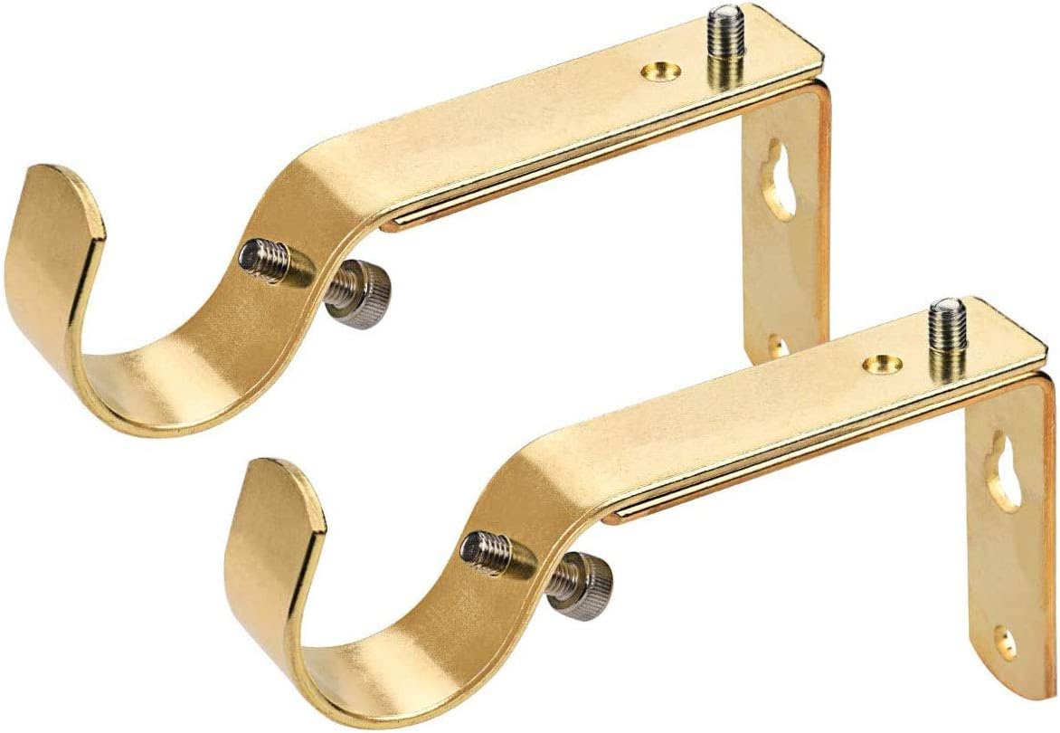 Curtain Rod Bracket Set of 2, Gold, Metal, Wall Mount