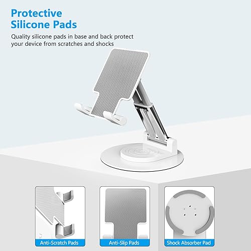 Miniatura 2 de SKSFLY Soporte plegable para teléfono celular, soporte ajustable de escritorio giratorio de 360 grados para accesorios de escritorio de oficina,