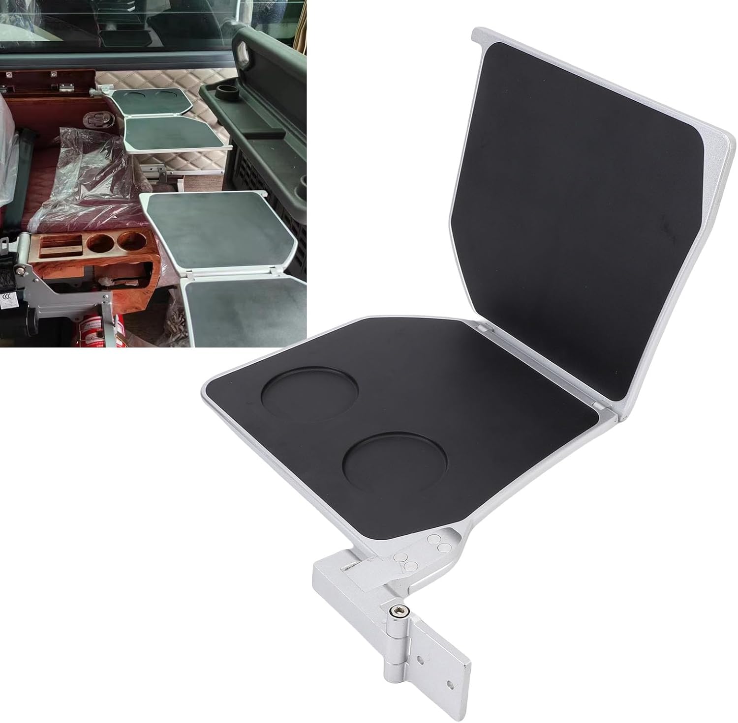Hidden Foldable Seating Armrest Table, Aluminum Alloy Vehicle Laptop Desk Dining Storage Tray, with Multifunctional Compact Design, for RVs Cars High (Left: A0018203921, 0018203921, 0868221,