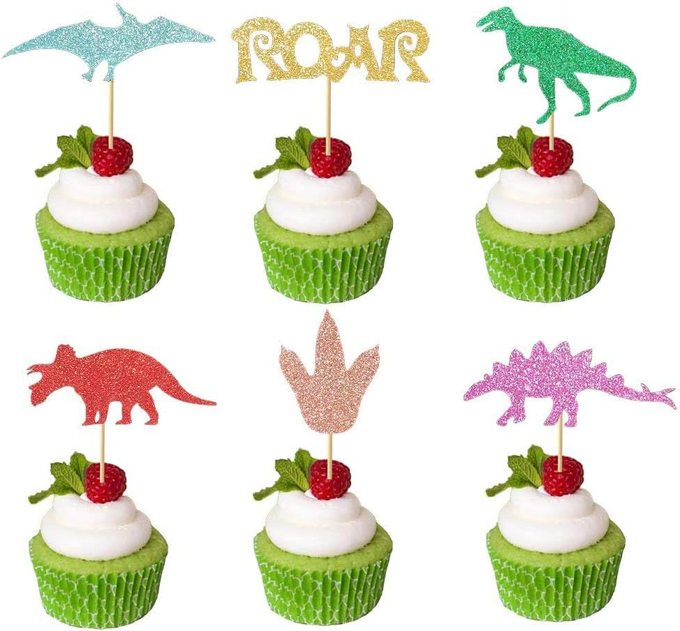 24Pcs Dinosaur Cupcake Toppers Picks, Dinosaur cake Toppers for Kids
