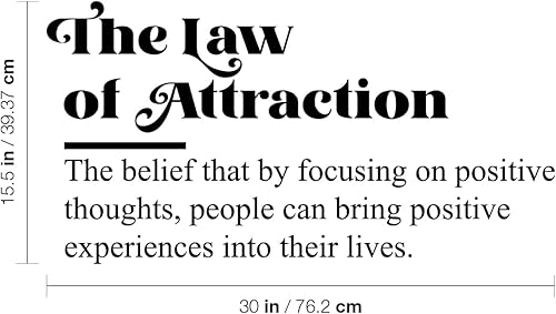 Miniatura 3 de Calcomanía de vinilo para pared, la ley de la atracción, 15.5 x 30 pulgadas, bonita y moderna calcomanía inspiradora optimista con cita para el