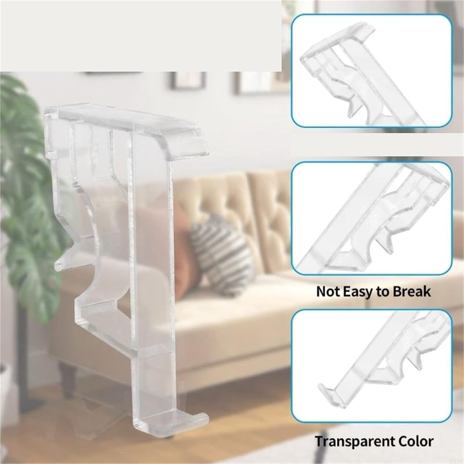 12 Pcs Blinds Valance Clips Clear Plastic Hidden Brackets for Window Curtains Repair Parts Shades Wooden Shutters