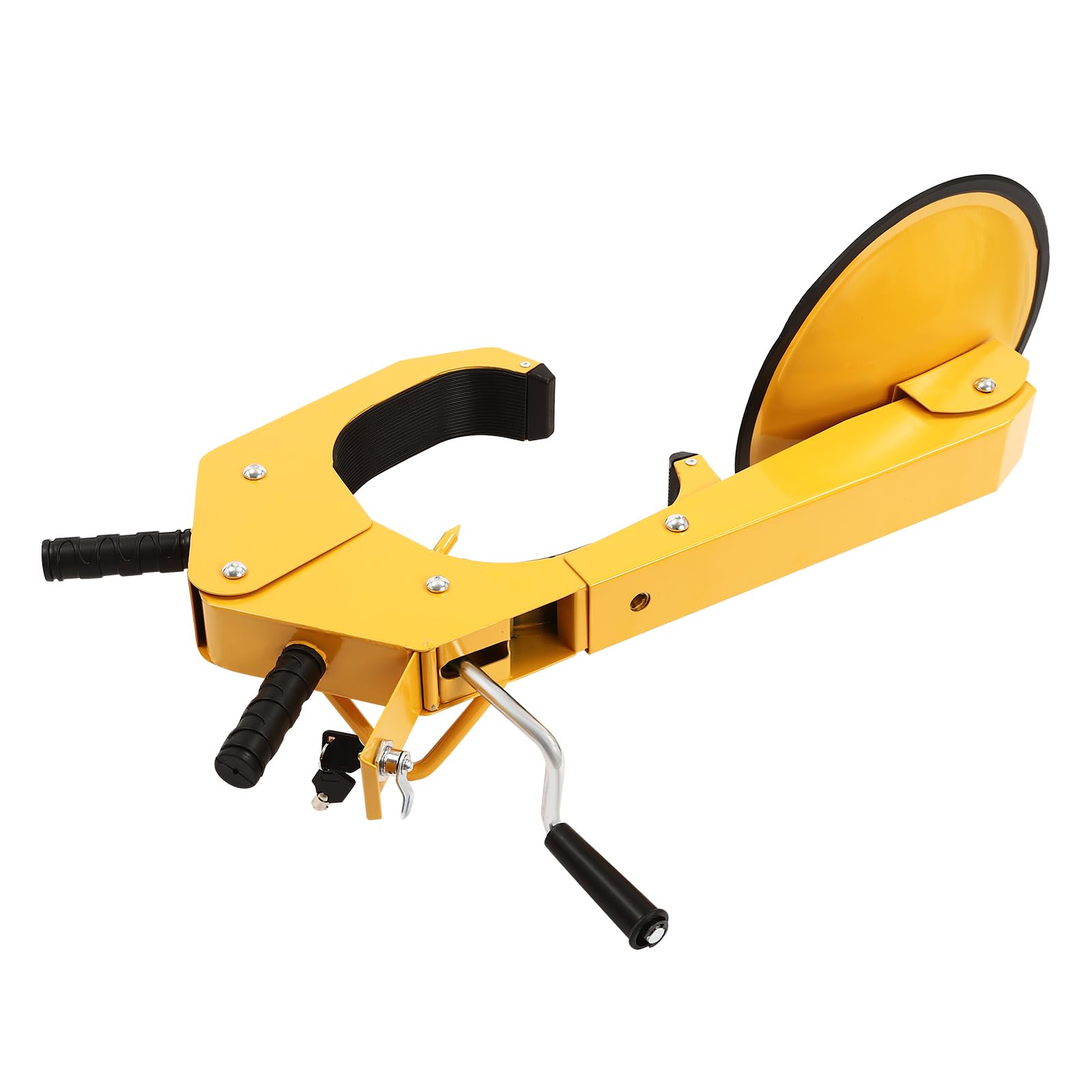 Cerradura de rueda para coche, con 2 llaves y ventosa, antirrobo, bloqueo de rueda de remolque para coche, camión, SUV, caravana, barco, amarillo