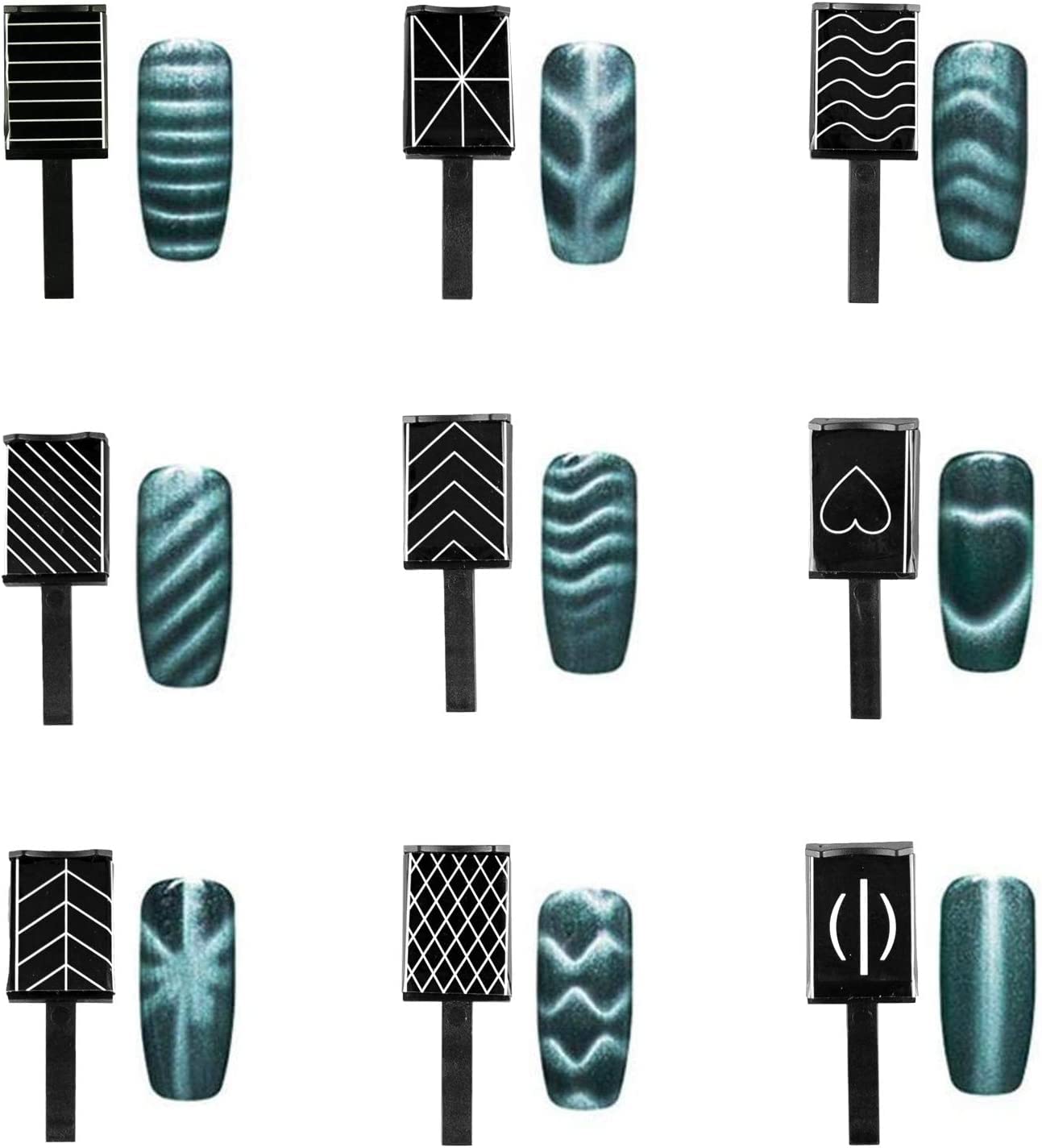 Ideal Swan 11 Piece Magnet Nail Art Polish Tool Set, Cat Eye Gel Polish 3d Gel Nails Cat Eye Plastic Tool-Suitable for DIY 3d Magnetic, Salon, Studio or Home