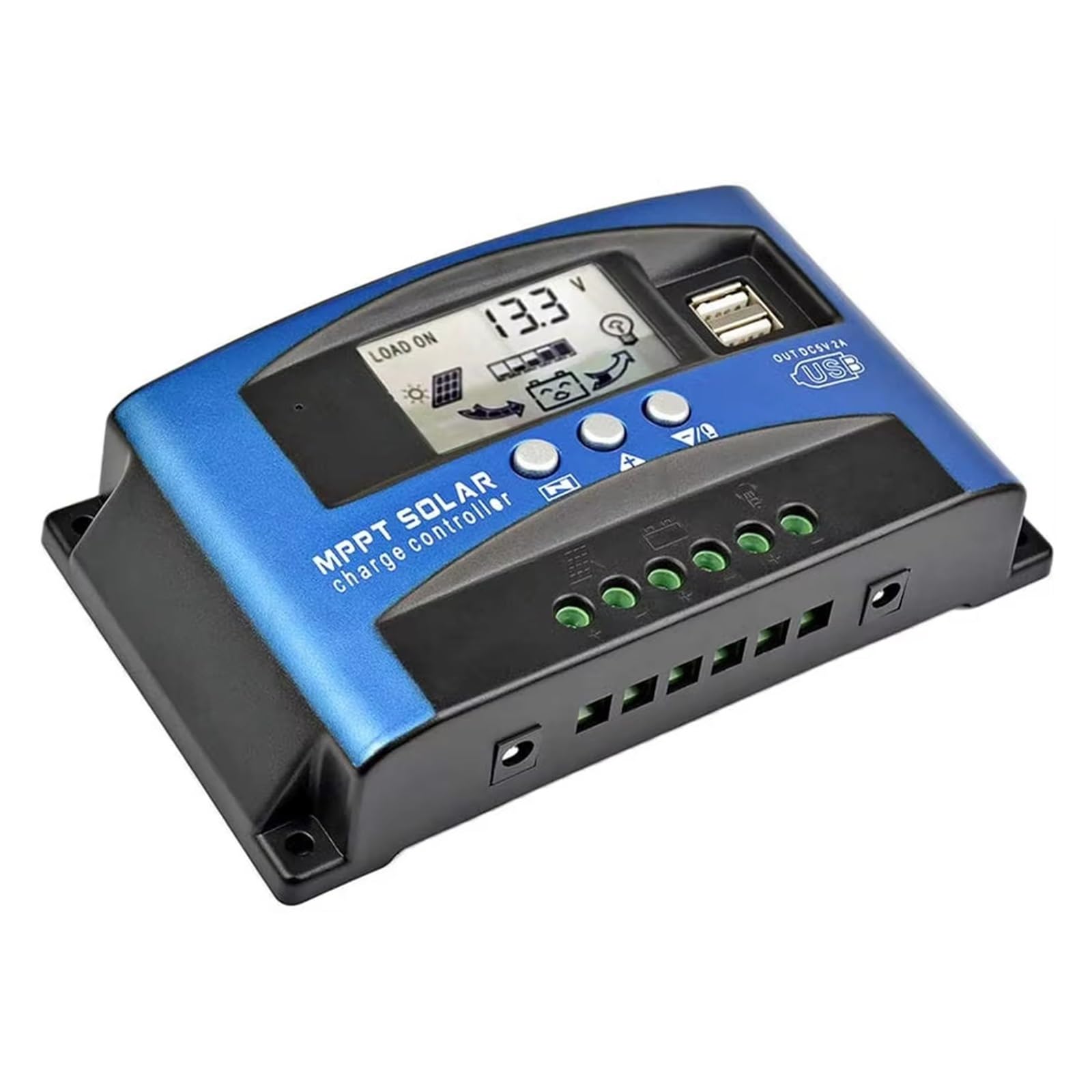 Regolatore di Carica Solare MPPT 100A 60A 40A Display LCD Doppio USB | Regolatore di carica del pannello a celle solari 12V 24V con carico(100A)