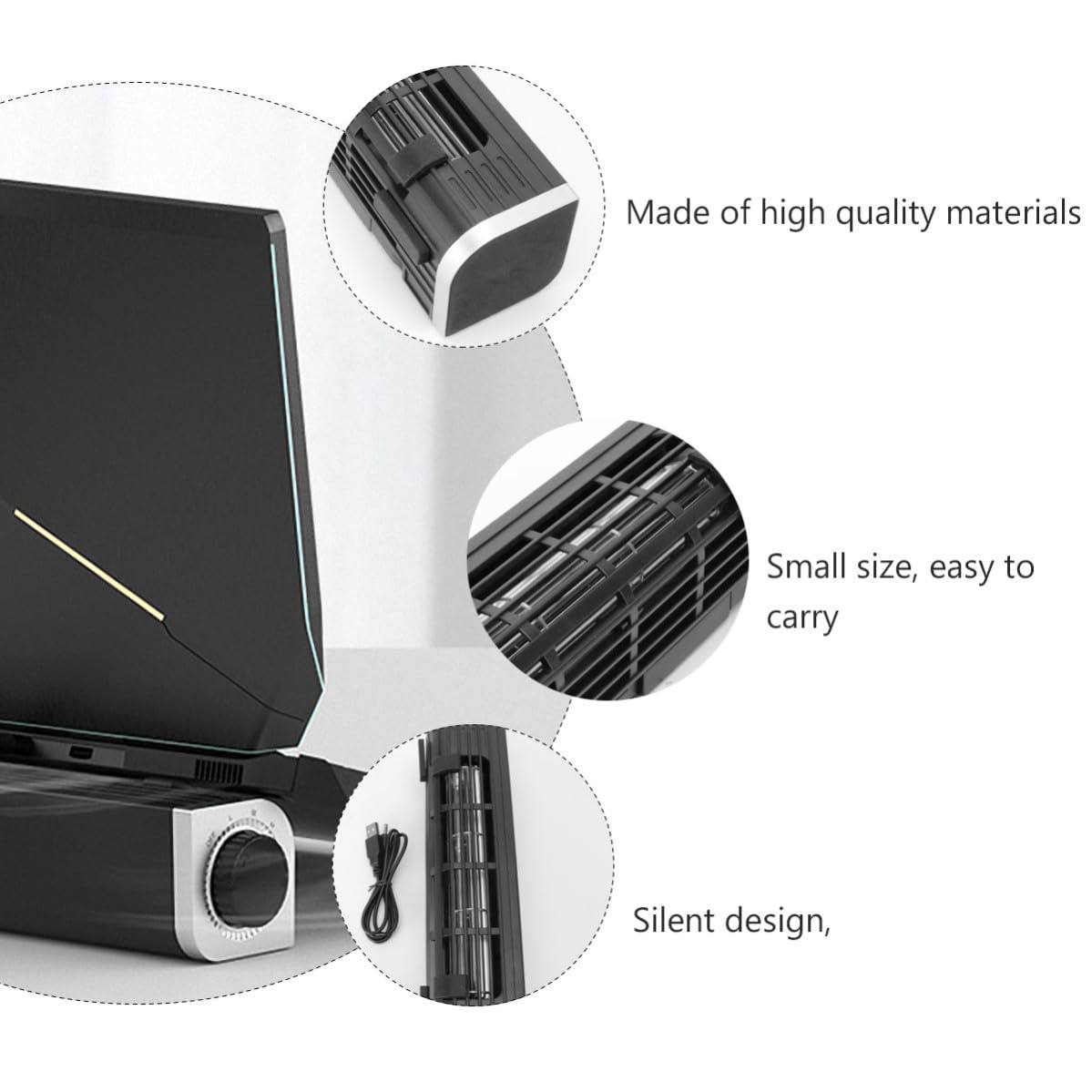 Enfriador de Portátil con Ventilador para Laptop y Base Refrigeradora Portátil, Aleación de Aluminio y Abs con Soporte Ajustable para Celebracion Verano