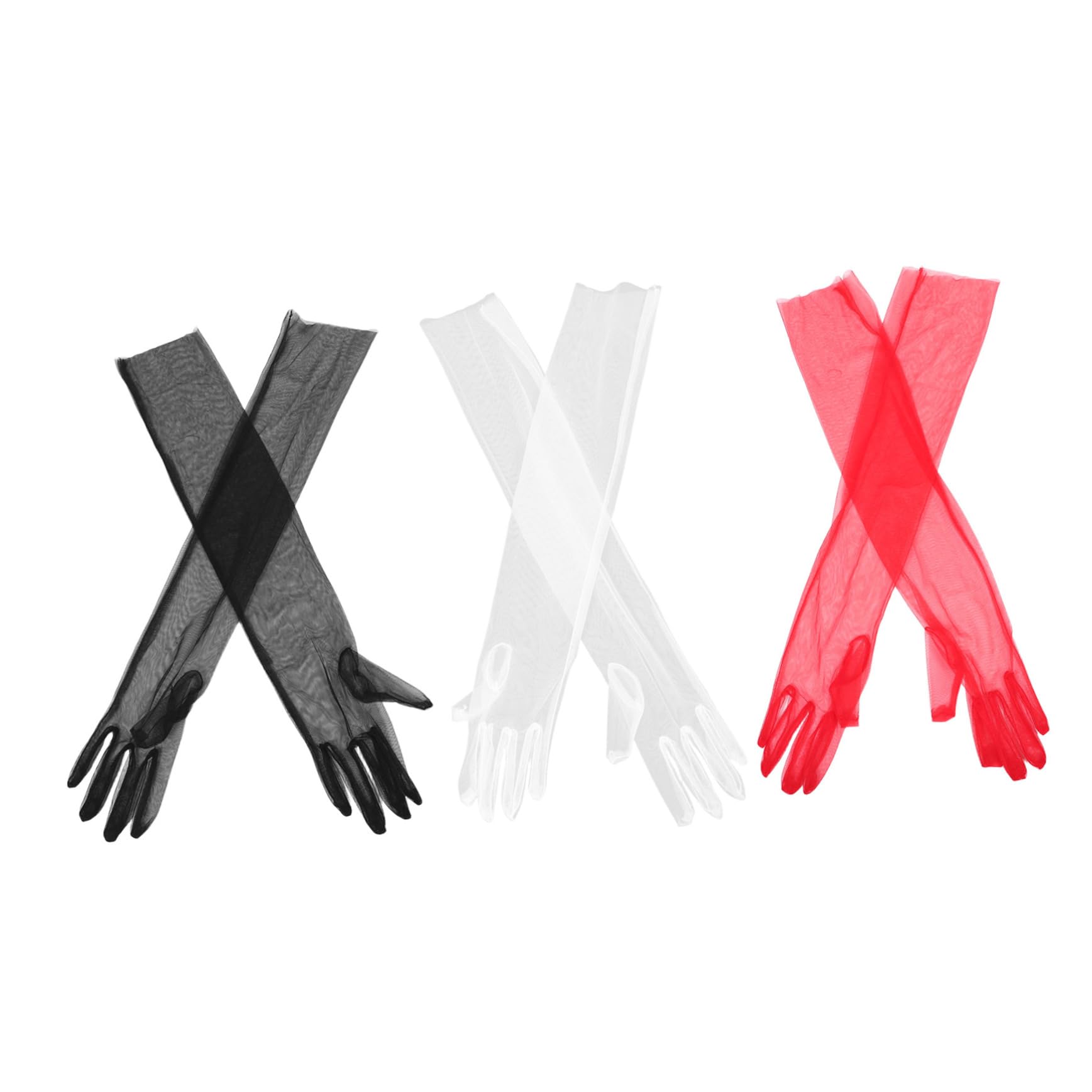 Healeved 15 Pares Guantes Largos de Tul para Novia Mangas de Malla Transpirable para Boda Fiesta de Té y Disfraz de Halloween Cubre Brazos Elegantes para Mujer