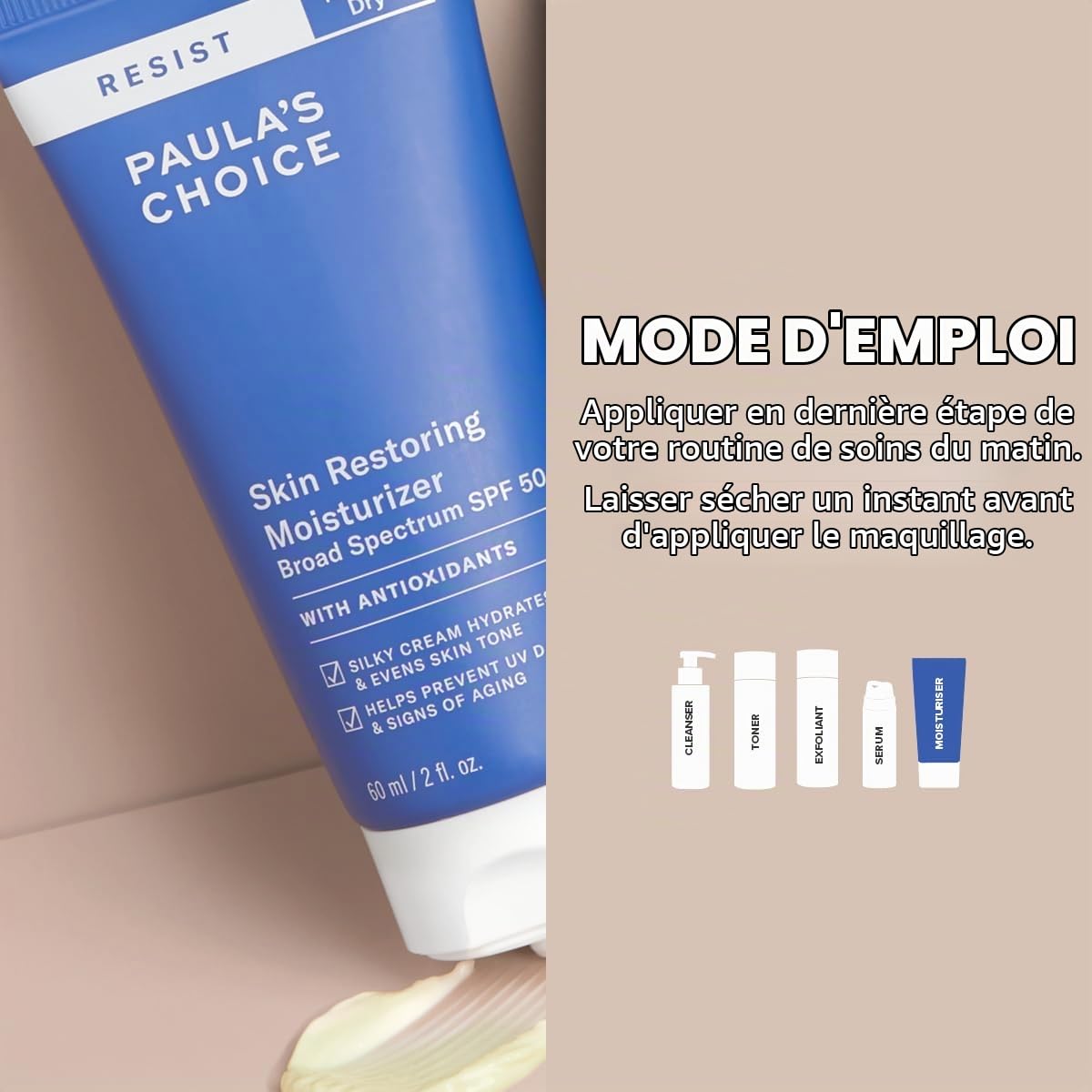 Paula's Choice Hydratant SPF 50, Hydrate & Protège, Peau Rrès Sèche, 60 ml | Crème Solaire Visage Hydratante et Anti-Âge - Pour Peau Sèche - avec Beurre de Karité & Vitamin B3 - Réduit les Taches Brunes