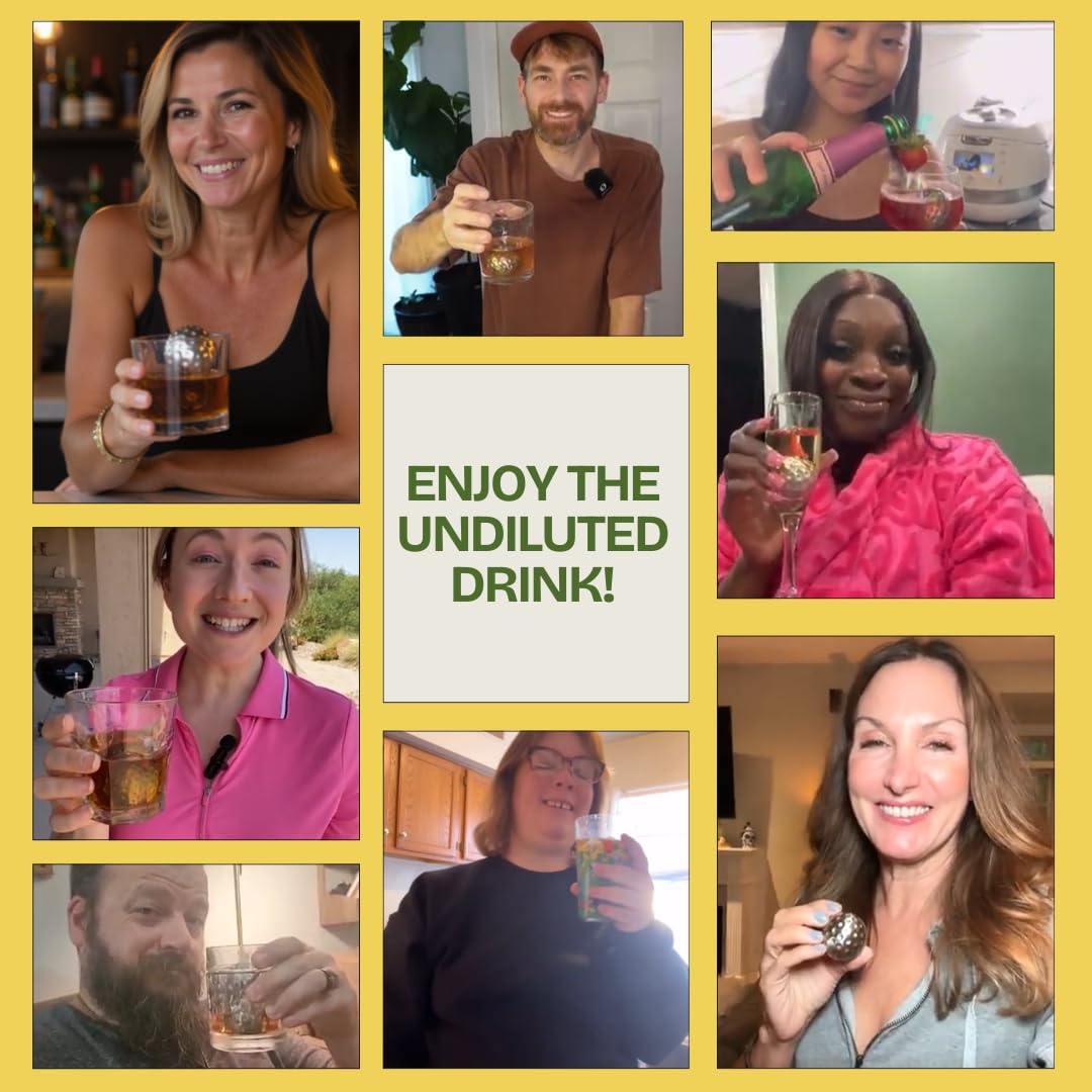 Stainless Steel Golf Ball Whiskey Chillers – Reusable Non-Diluting Ice Cubes for Whiskey, Cocktails & Wine – Set of 4