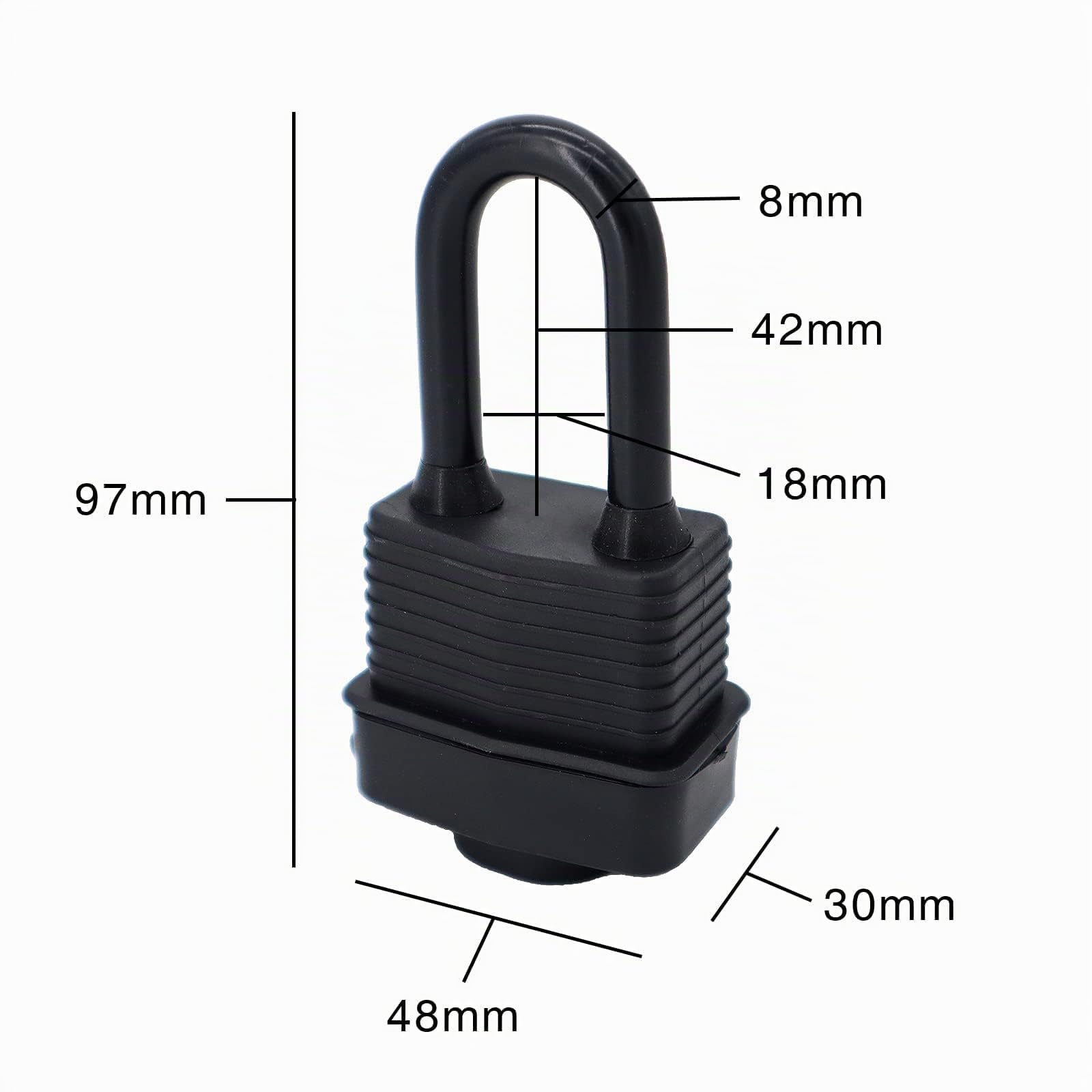 SafiSwords Wasserdichte Vorhängeschlösser gleichschließend für den Außenbereich, abgedecktes, robustes laminiertes Stahlschloss, 4,8 cm breit, langes Vorhängeschloss, 6 Stück