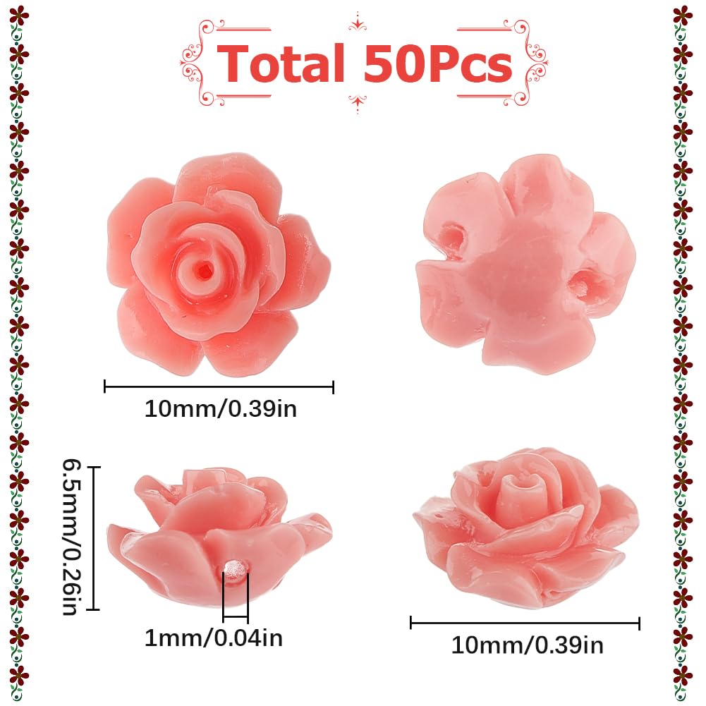 60 Perline A Forma Di Rosa 3D In Corallo Sintetico – 3 Colori (rosso, Nero, Beige), 8 Mm, Per Creazione Gioielli E Decorazioni Fai Da Te