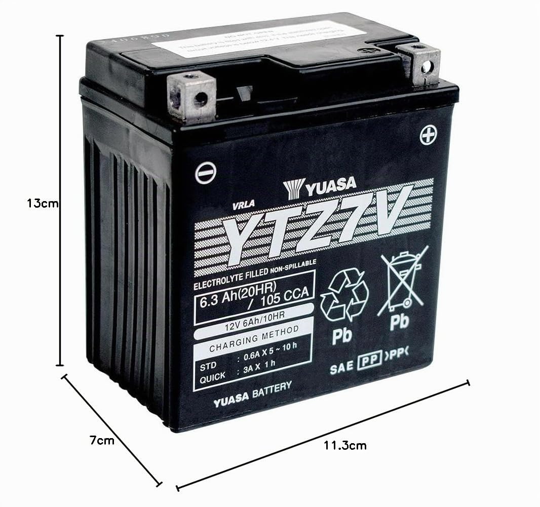 Yuasa YTZ7V 12V 105 CCA Batería de alto rendimiento libre de mantenimiento Batería AGM VRLA para moto gratis