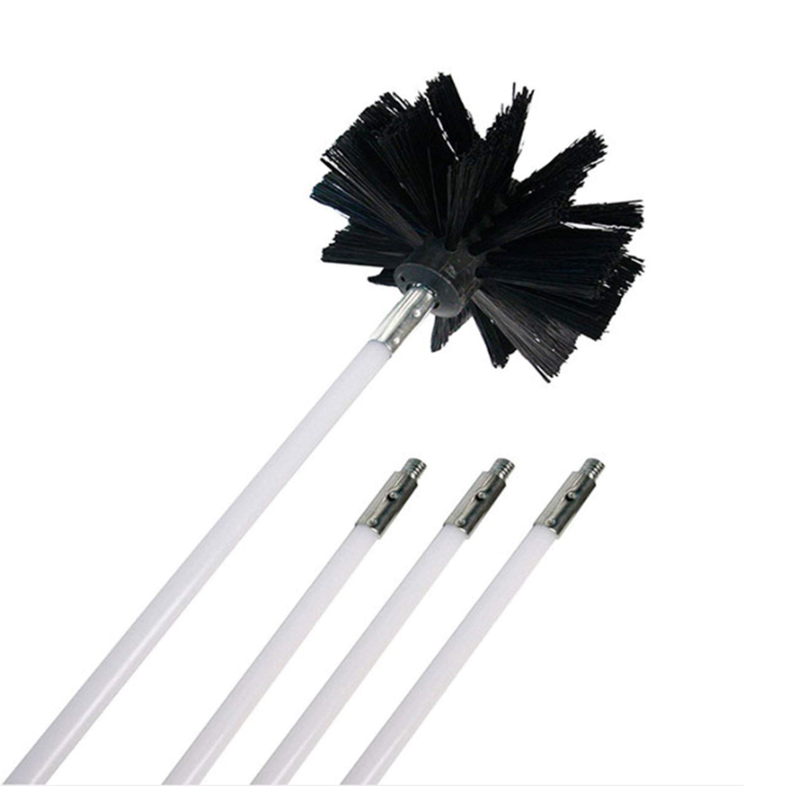 FAXIOAWA Kit Sistema di Pulizia Camino Rotante, Kit spazzacamino con aste Flessibili in Nylon per spazzamento Camino, Camino, Stufa, Cappa aspirante, 4 aste