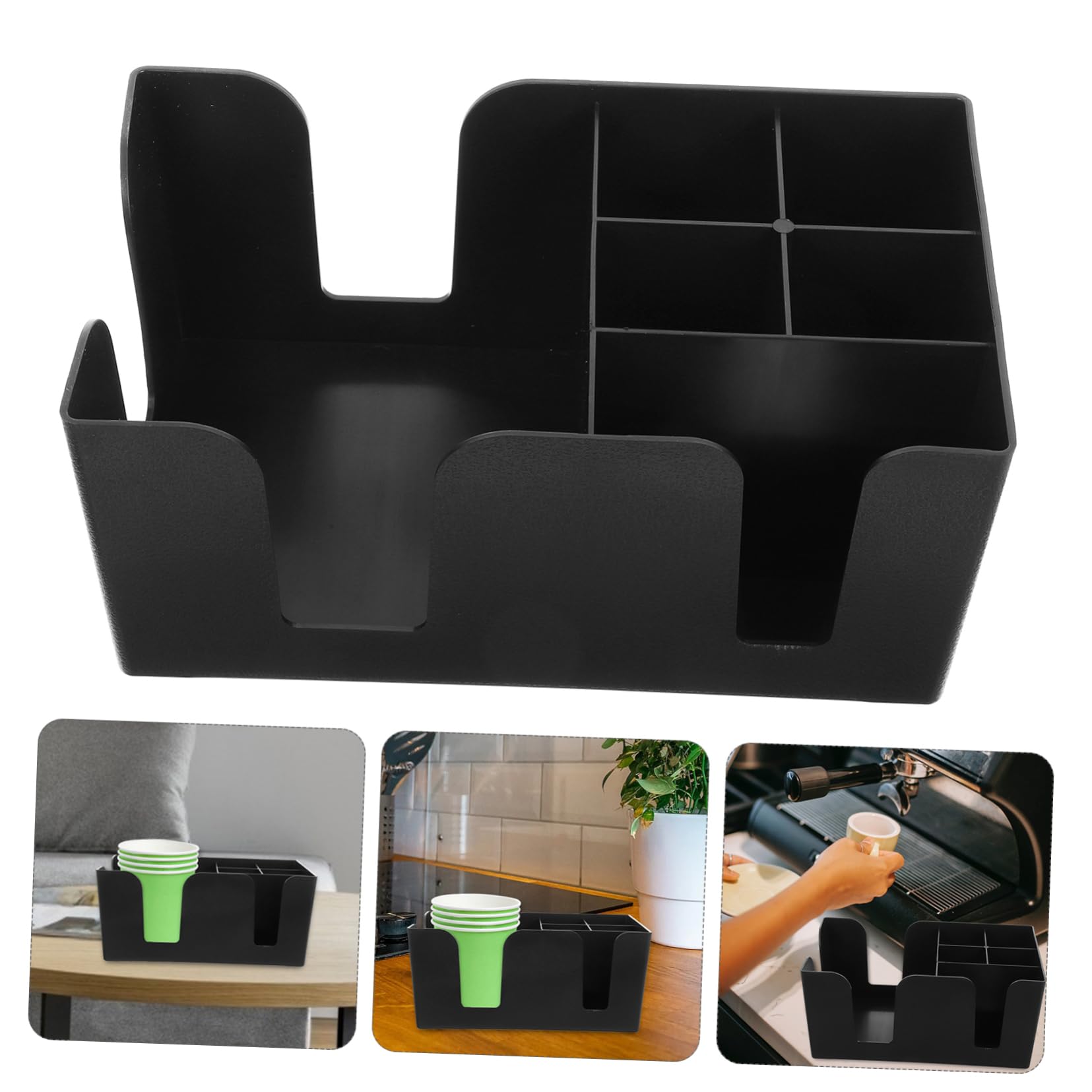 SOLUSTRE Elegant Pp Material Paper Cup Holder Countertop Cup Organizer Multi-Compartment for Home Restaurant