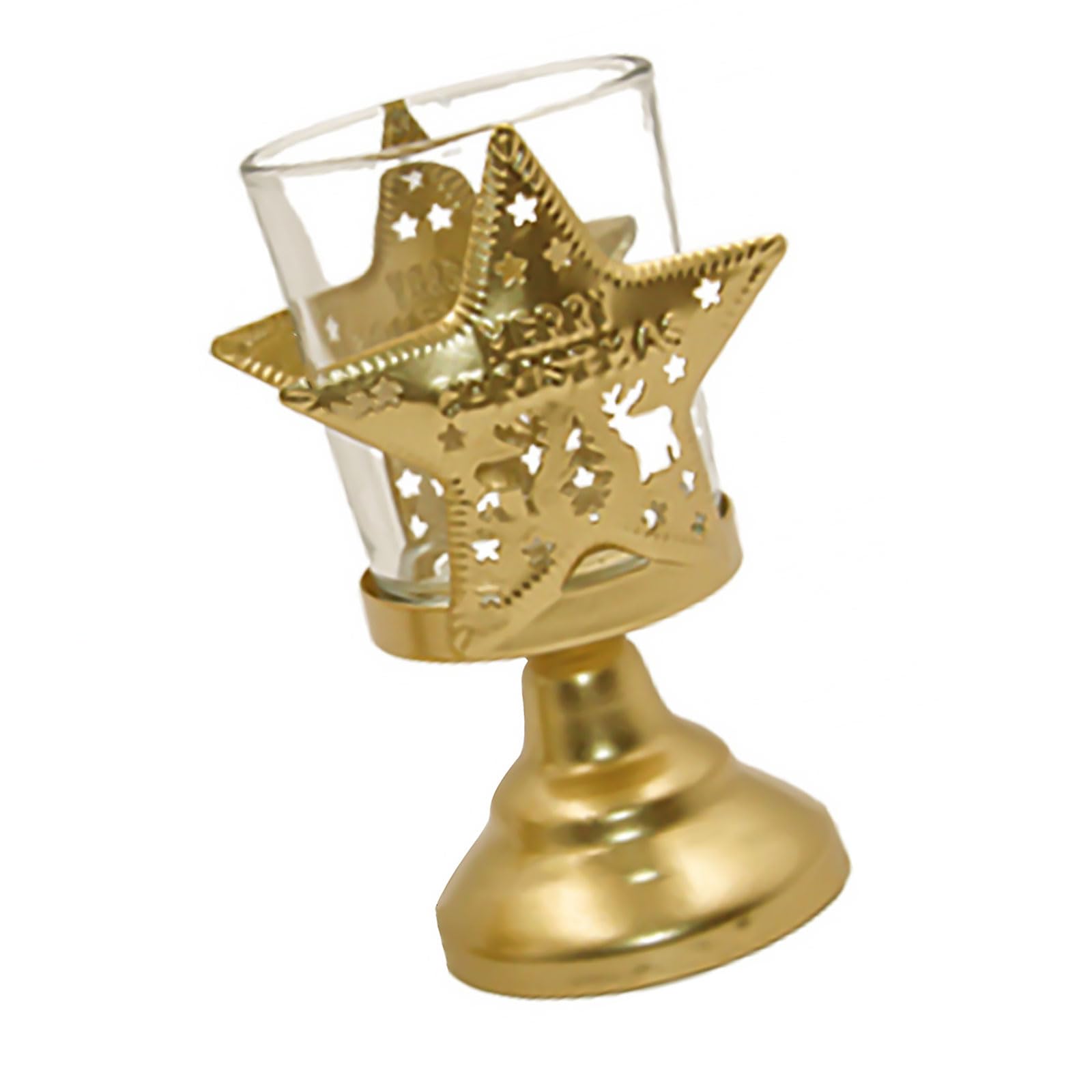 Metal Christmas Holder Desktop Decoration Candleholder Unique Pattern Candlestick Home Decoration Gold Metal Stand