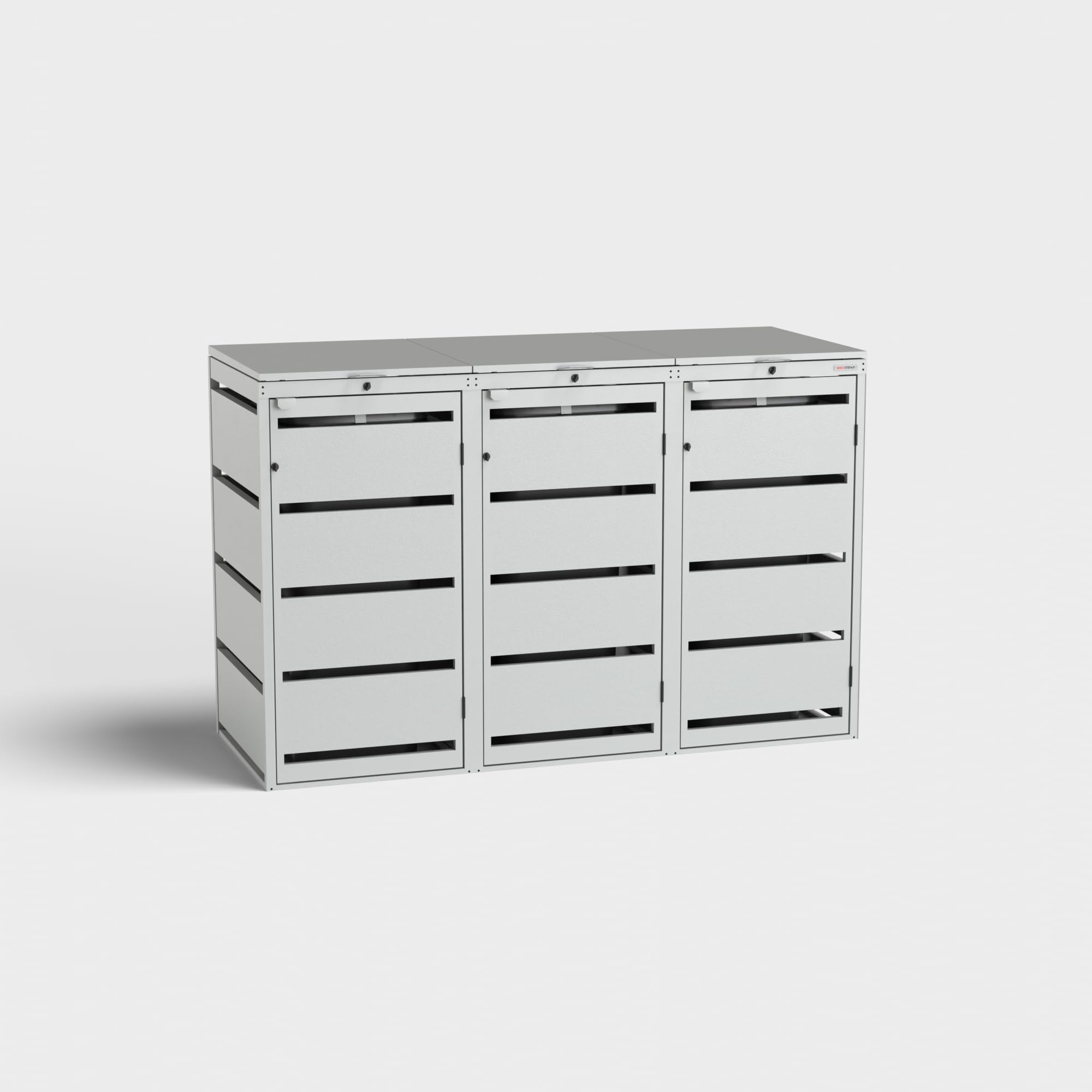 Dagobert Caja para Cubos de Basura 120L (3 Unidades) - Acero Galvanizado Resistente - Armario Exterior para Residuos - Cobertizo Impermeable para Jardín