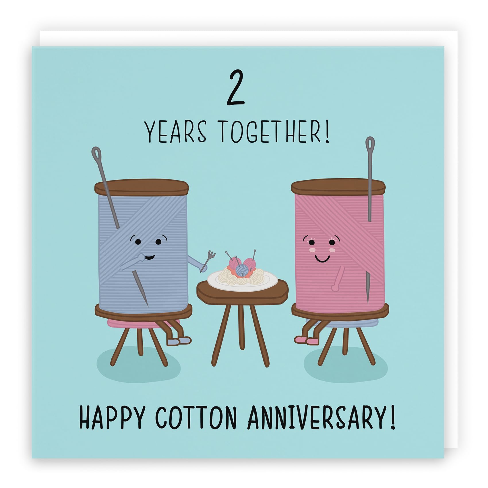 Hunts England - Large 2nd Wedding Anniversary Card - Large Size - Cotton Anniversary - Iconic Collection - Large - 210 x 210 mm - 2 Years Cute Anniversary Card For Him, Her, Couples, etc.