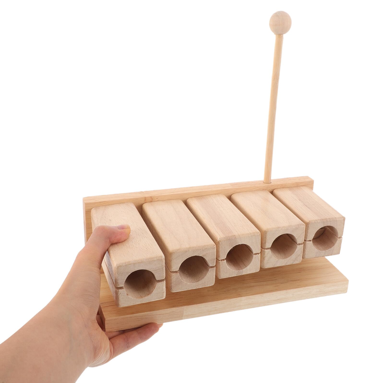 Abaodam Blocco di Legno Percussione Musicale in Legno Naturale, Strumento Orff Educativo per Ragazzo Ragazza, Blocco Ritmico con Suono a Cinque Toni, per Scuole e Attività Didattiche