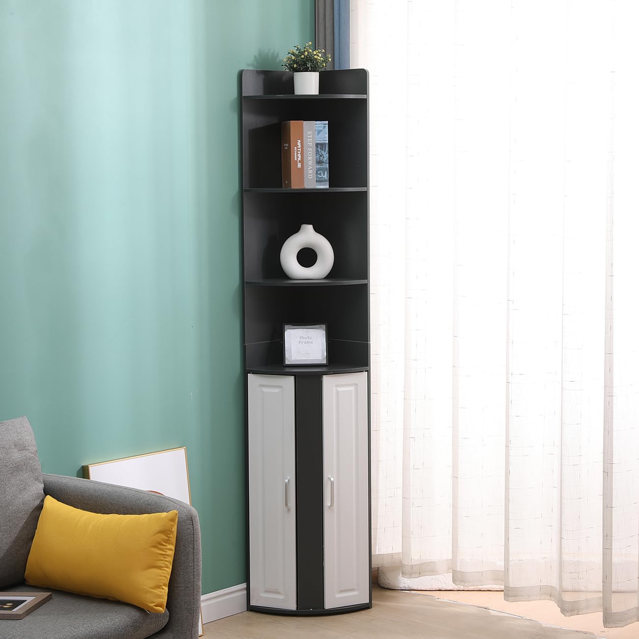 Pantanal Floor Corner Bathroom Cabinet Tall with Unit Storage Shelves ...