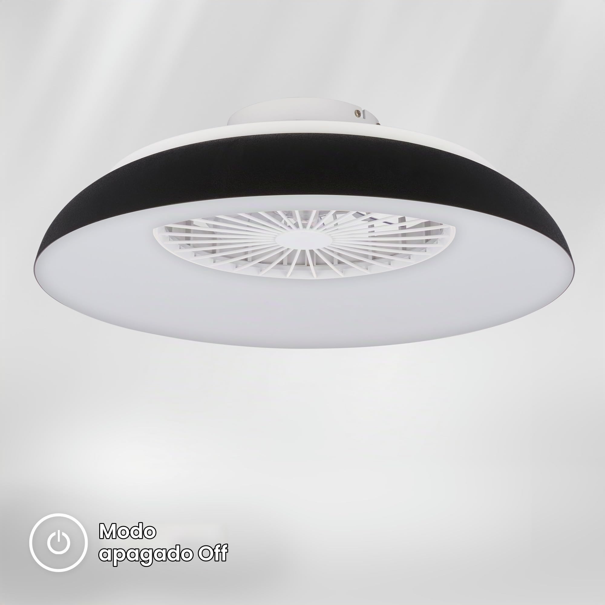 BRILONER - Ventilador de techo con luz LED, mando a distancia, motor DC silencioso con 5 velocidades, CCT y luz regulable, lámpara ventilador techo dormitorio, 60 x 19 cm, negro, blanco