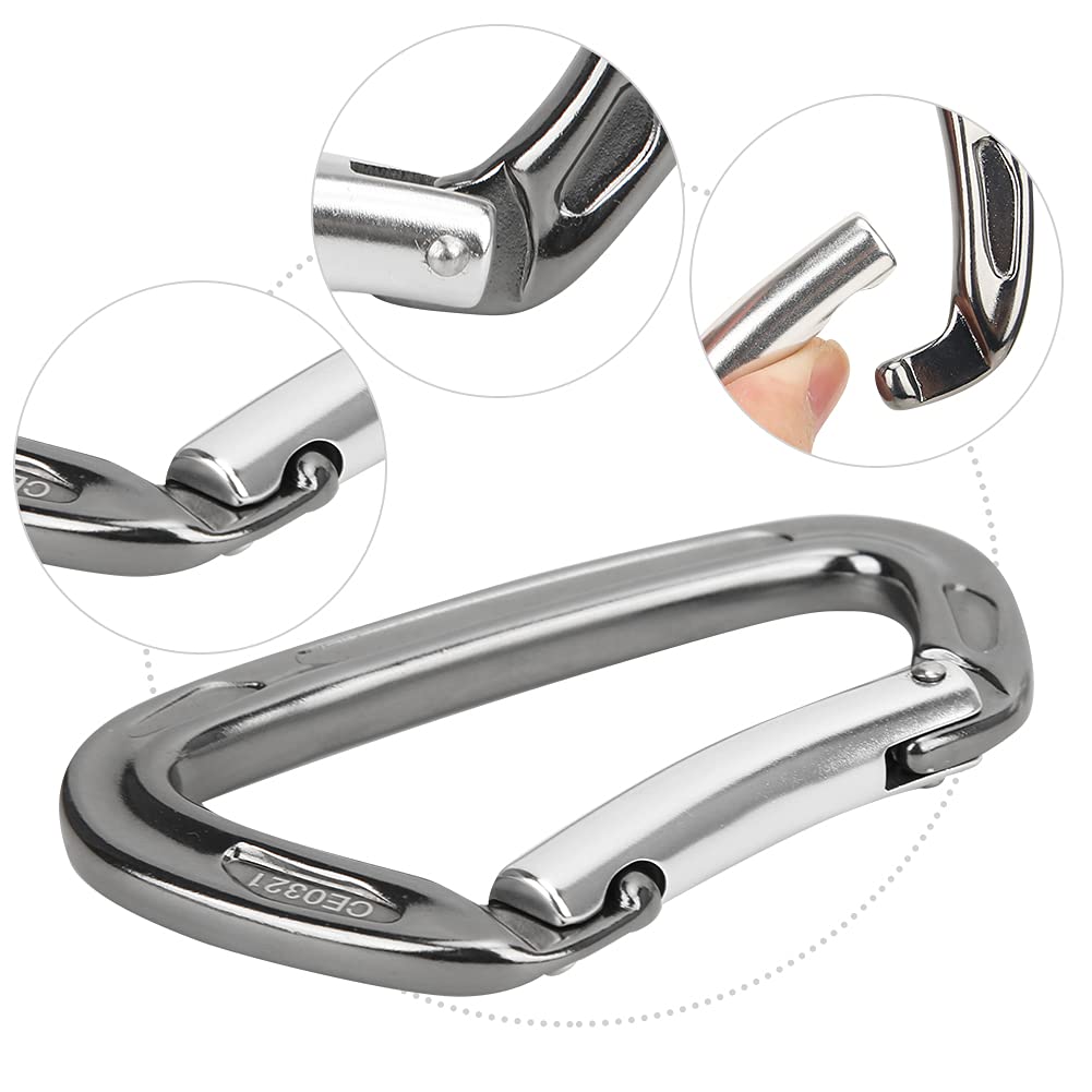 Lot de 4 Boucles en Forme de D,Boucle Forme D en Aluminium Durable À Charge Élevée,Mousqueton de Camping Portable À Coopération Étroite pour Sac À Dos de Randonnée Camping