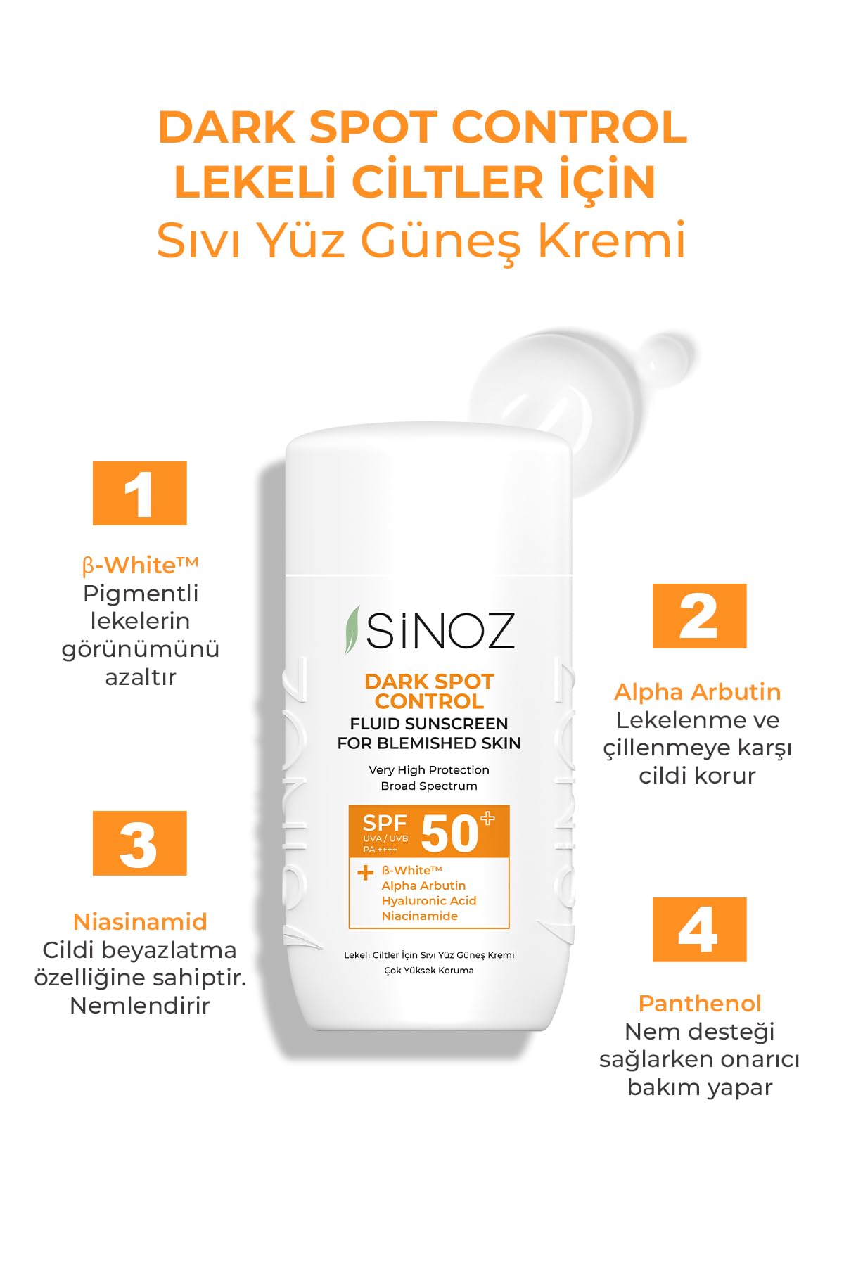Sinoz,Dark Spot Control Fluid Sunscreen SPF50+ / PA++++, 50 ml (Pack of 1) - Image 3