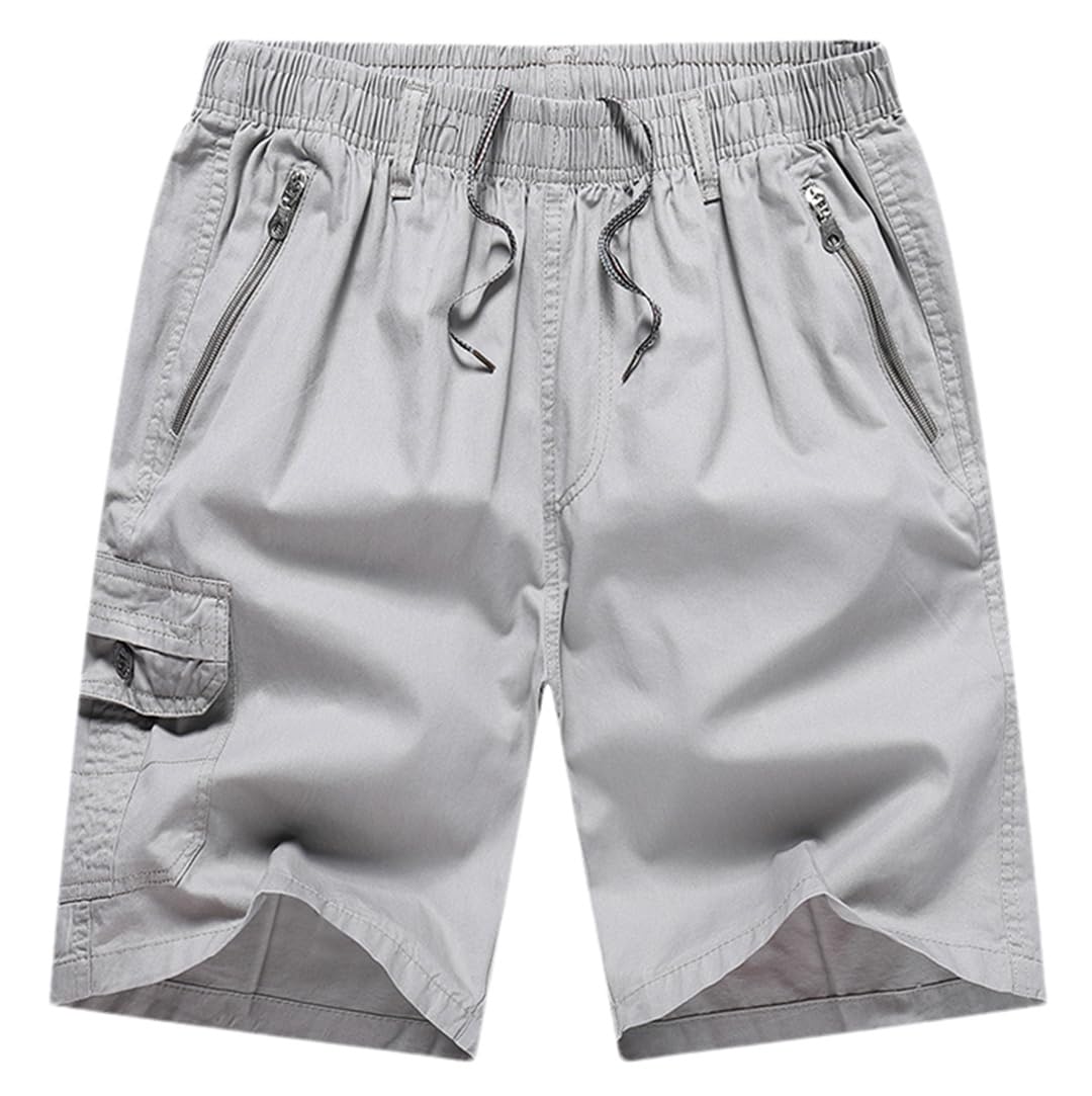 Short cargo d'été en coton léger style camouflage gris clair
