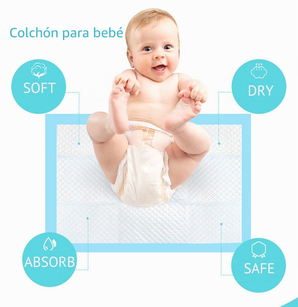 Almohadilla desechable para bebé, 100 Unidades, Almohadilla cambiadora de incontinencia, pañales para recién Nacidos, Suaves, Transpirables, Impermeables, a Prueba de Fugas, absorción rápida, 13 x 18