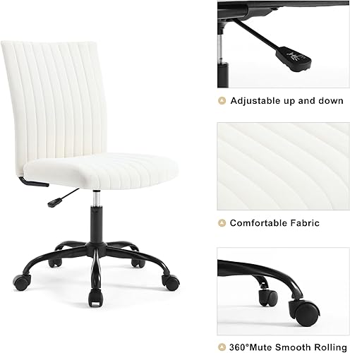 Miniatura 5 de VEYODI 5005 - Silla moderna de escritorio sin brazos para oficina en casa con ruedas, respaldo alto, bonita silla de escritorio para mujer, silla