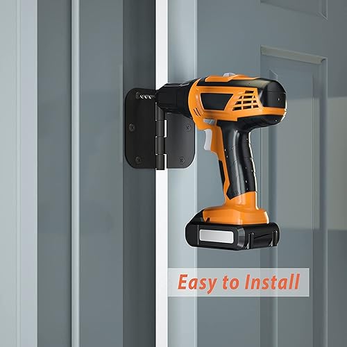 Miniatura 6 de HOSOM Paquete de 36 bisagras de puerta color negro mate de 3.5 x 3.5 pulgadas, bisagras interiores de puerta de 3 12 pulgadas redondeadas con