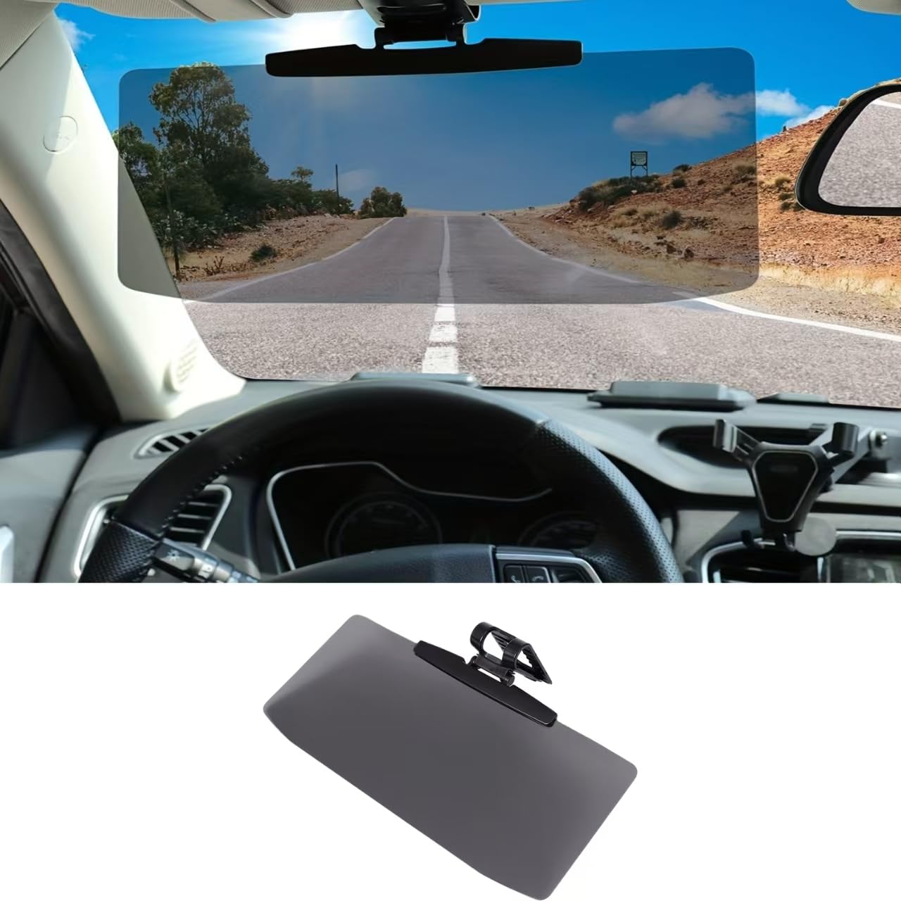 Woniyal Car Sun Visor Extender for Citroen DS3 DS4 DS5 DS6 DS7, Windscreen Sunshade Driving Day Night Vision Blocker Anti-Glare Interior Extension Accessories,1