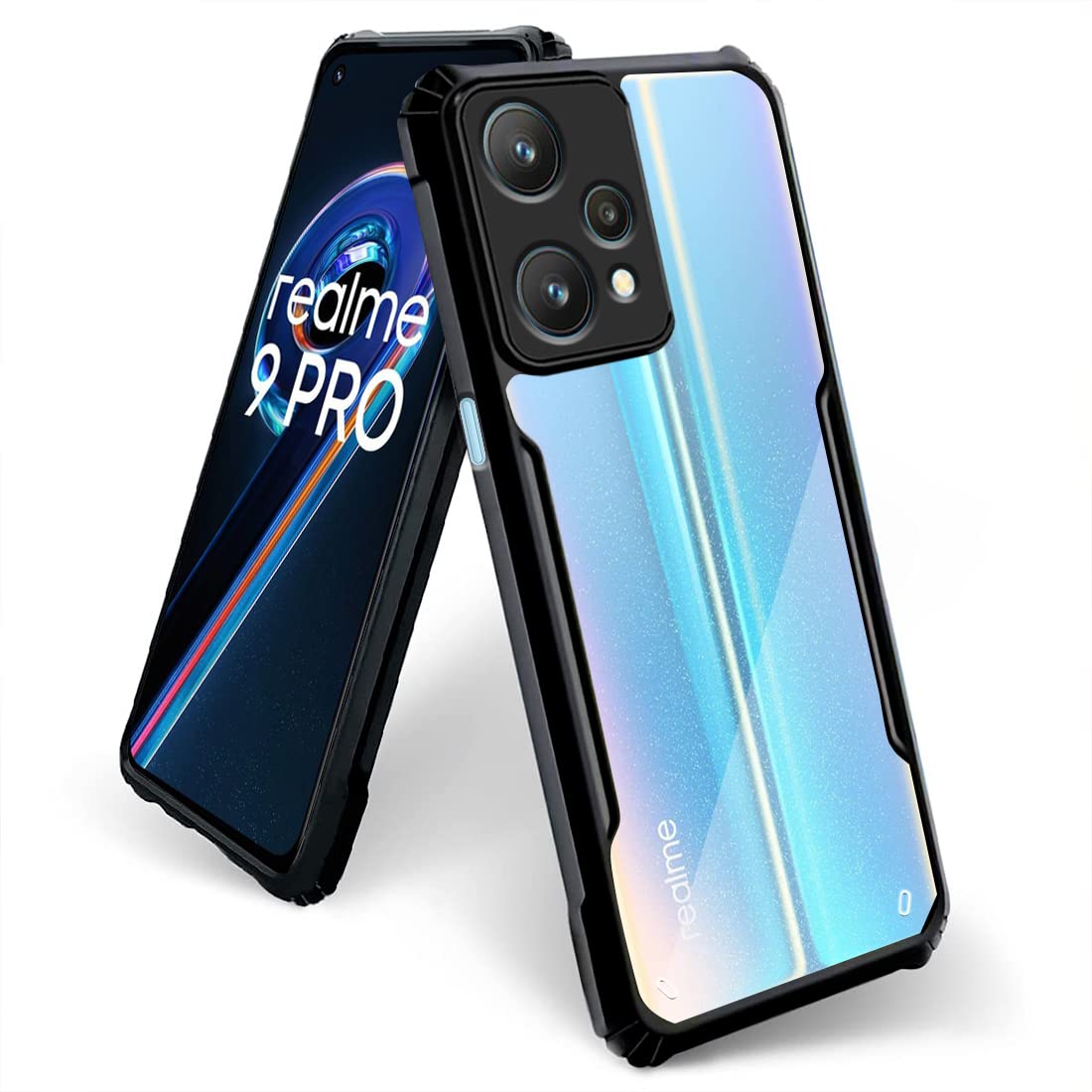 Fashionury Realme 9 Pro 5G Case Back Cover Shockproof Bumper Crystal Clear | 360 Degree Protection TPU+PC | Camera Protection | Acrylic Transparent Eagle Cover for Realme 9 Pro 5G (Black) (B0B76M5QG1) Amazon Price History, Amazon Price Tracker