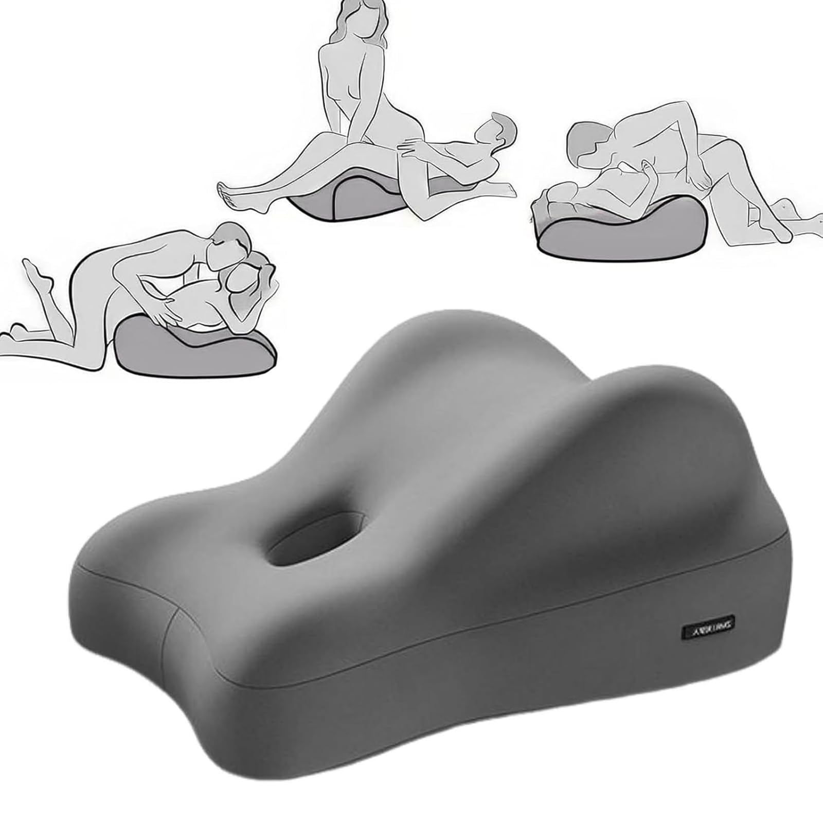 Oreiller pour couples, l'oreiller parfaitement conçu pour les couples, oreillers pour couples à 27 degrés d'angle idéal, coussin d'oreiller pour positions sexuelles design (Size:41×48×23cm,Color:Gris)