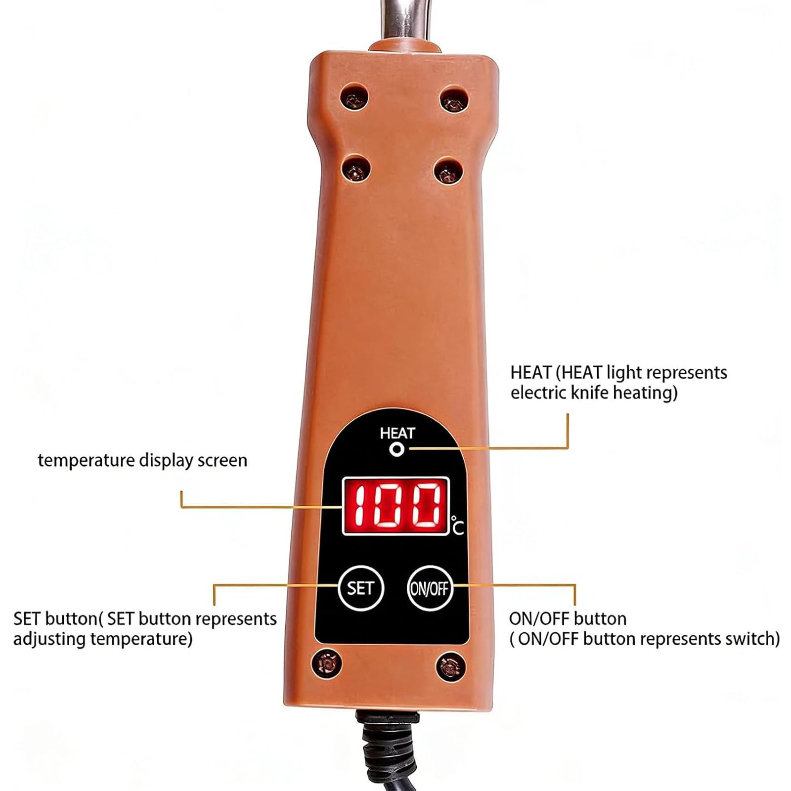 Coltello Elettrico per Apicoltura, Raschietto Riscaldante per Cera di Miele in Acciaio Inossidabile con Temperatura Regolabile E Display Digitale, Raschietto da 250 Mm, Design Ergonomico