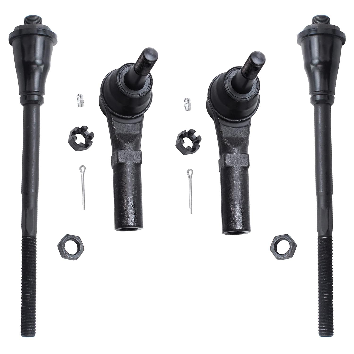 Detroit Axle - Front 4pc Tie Rods for 11-19 Chevy Silverado GMC Sierra 2500 3500 HD, 4 Inner & Outer Tie Rod Ends 2011 2012 2013 2014 2015 2016 2017 2018 2019 Replacement