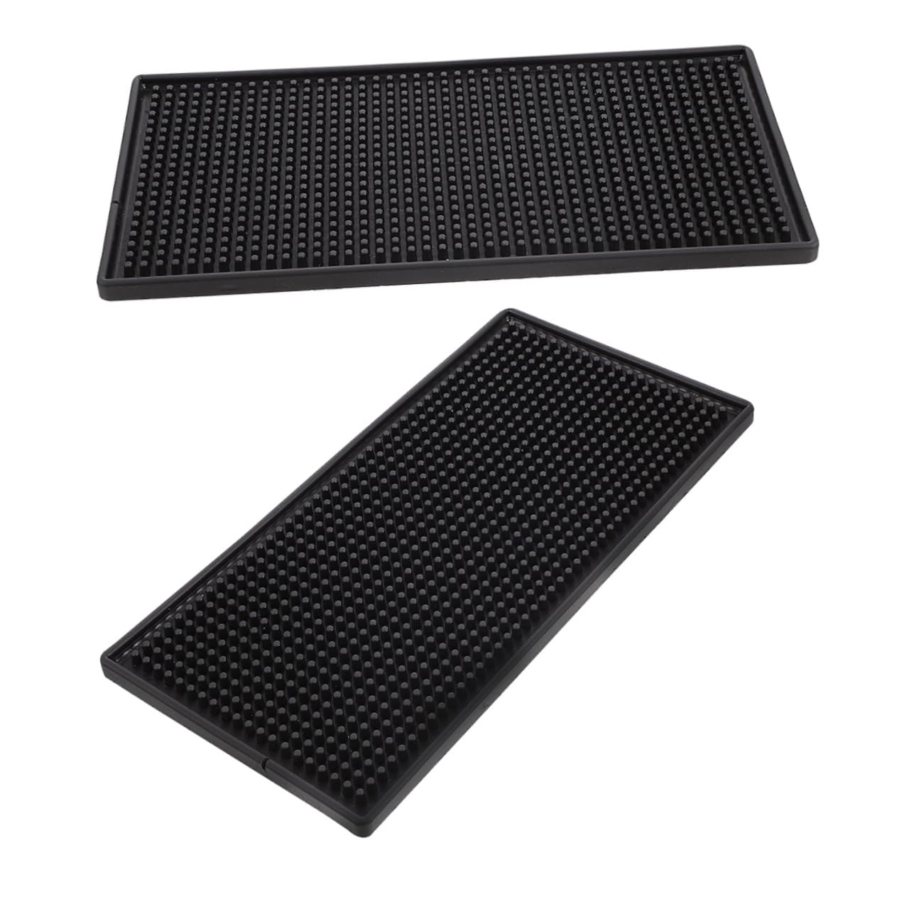 Tappetino da Bar Rettangolare in Pvc Nero, 2 Pezzi | Silicone e Pvc, Resistente All’usura e Facile da Pulire, Uso Domestico e Regalo Inaugurazione Casa