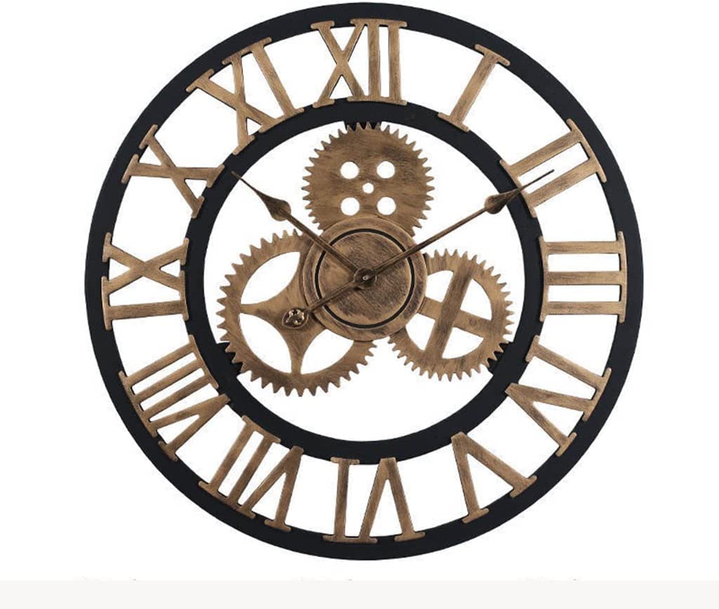Zegar ścienny,Europejskie zegary ścienne Steampunk Cog, Vintage Industrial 3D Gear Iron Art z cyframi rzymskimi do salonu Lounge Bar Gold/40cm