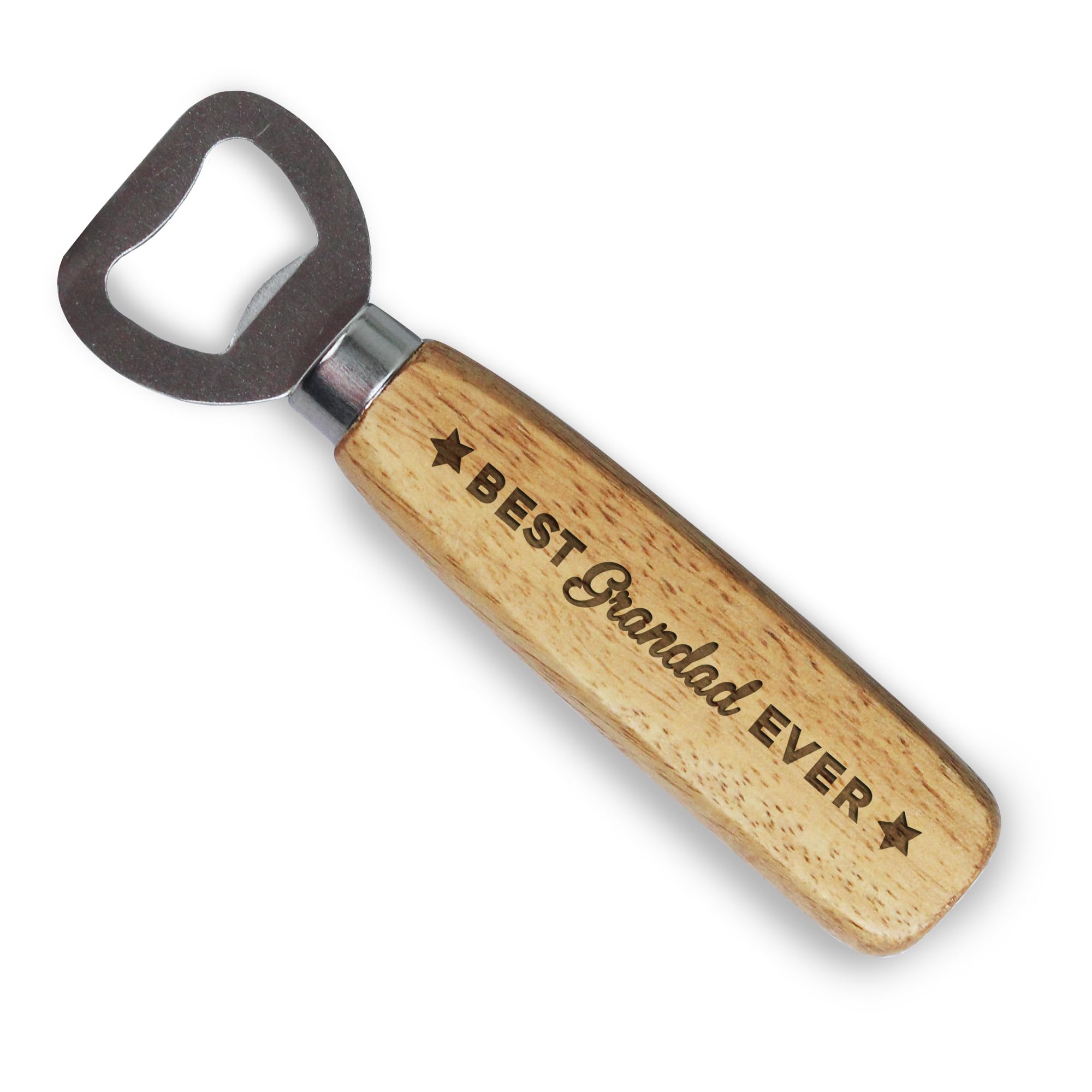 eBuyGB Best Grandad Ever, Engraved Wooden Bottle Opener, Best Grandad Beer Bottle Opener, Birthday Gift for Him - Design #1