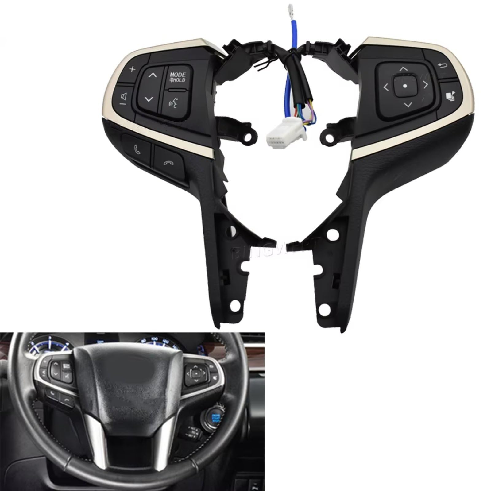 Compatible con Toyota para Innova 2015 2016 2017 2018 2019 2020 2021 Coche Multifunción Volante Control De Audio Interruptor De Botones De Crucero Interior Coche
