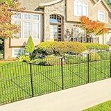 INJOPEXI Garden Fence 6 Panels 11.8ft (L)×24in (H) Decorative Garden Fence with 6 Panels Rustproof Wire No Dig Garden Fence Animal Barrier Fencing for Outdoor Patio Backyard - Without Fence Gate