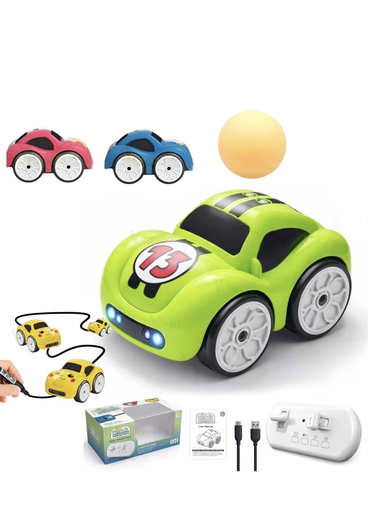 magic induction rc sensor car with 2.4ghz remote control, smart music & led lights, line sensing infrared following mini car, educational racing toy for boys & girls