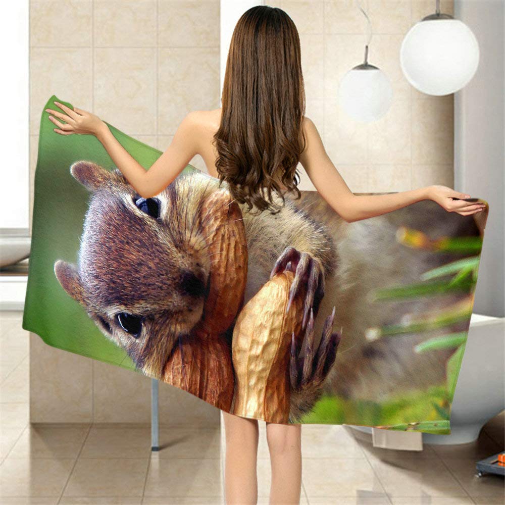 Moslion Soft Bath Towels Squirrel Cut The Nut Comfy Bathing/Beach/Camping Towel for Women Men Girls Boys Large Size 64x32 Inches