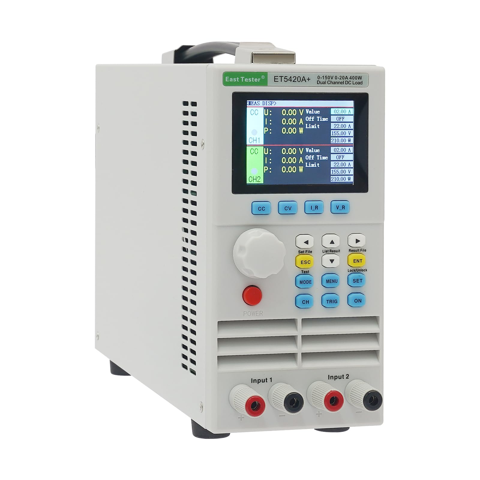 Elektronische Last 400W 0–150V 2x20A Programmierbarer Lasttester mit zwei Kanälen DC Labor-Last mit CC/CV/CR/CP USB, für Netzteile und LED-Test, 31x9x19cm