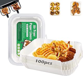 Air Fryer Disposable Paper Liner for Ninja Dual Air Fryer,100Pcs Air Fryer Paper Liners, Airfryer Parchment Liners for Ninja AF300UK/ AF400UK, Accessories for Ninja Foodi Dual Air Fryer (white 100pcs)